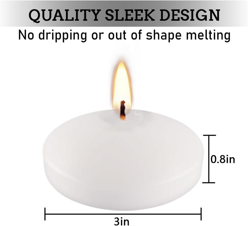 CLTNIKET 10hours 24 Pack of 3-inch Floating Candle Set, Fragrance-Free White Soy Candle for Weddings, Pool Parties, Holiday Table Decorations,Home Decor,Spa. - Image 2